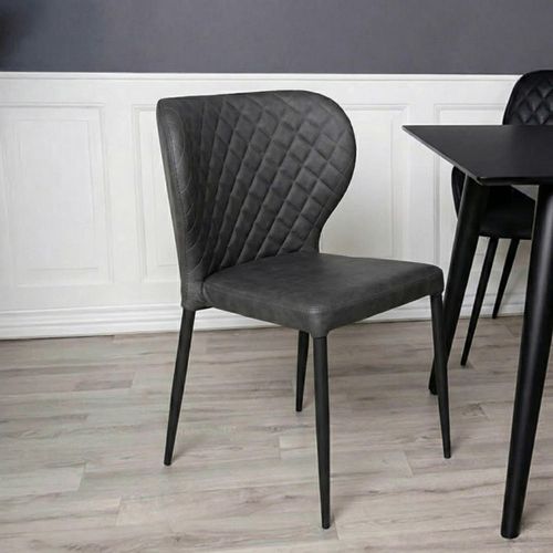 Pisa Dining Chair - Set of 2 - Dark Grey Faux Leather