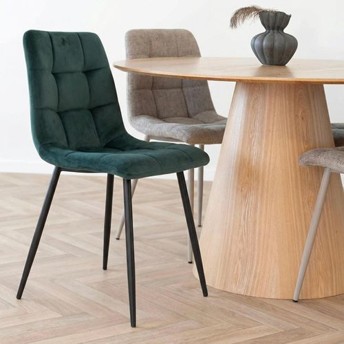 Middelfart Dining Chair - Set of 2 - Dark Green - Velvet Fabric