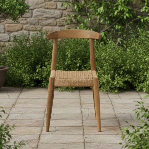 Hawthorne Outdoor Dining Chair Set of 2 Natural Teak Wood