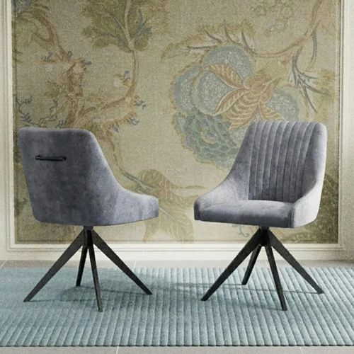 2 x Hico Grey Fabric Swivel Dining Chair