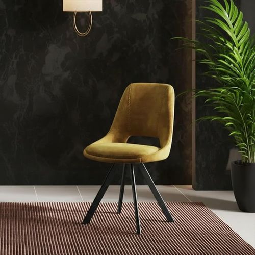 2 x Kieler Mustard Fabric Swivel Dining Chair