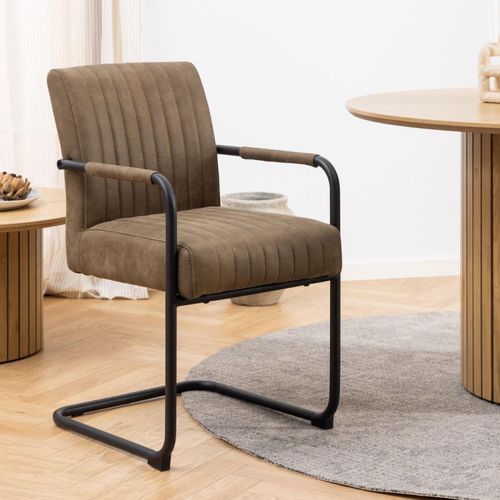 2 x Adele Light Brown Fabric Dining Chair