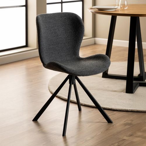 Batilda Swivel Dining Chair - Set of 2 - Anthracite Boucle Fabric