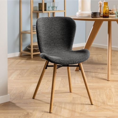2 x Batilda Grey Fabric Dining Chair with Oak Legs