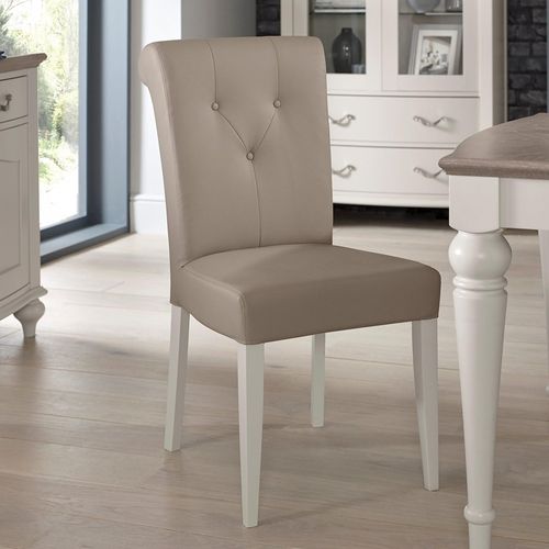 Montreux Dining Chairs - Set of 2 - Upholstered - Grey Bonded Leather - Soft Grey