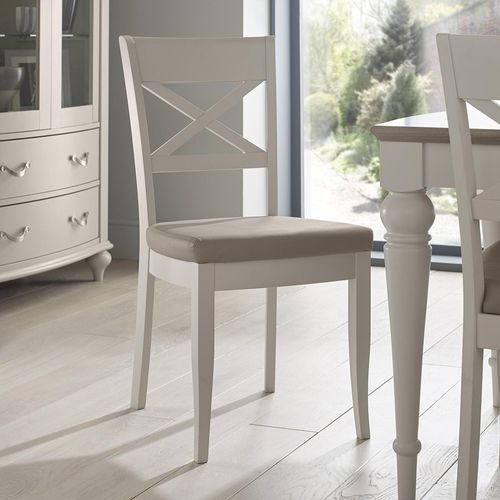 Montreux Dining Chairs - Set of 2 - X Back - Grey Bonded Leather - Soft Grey