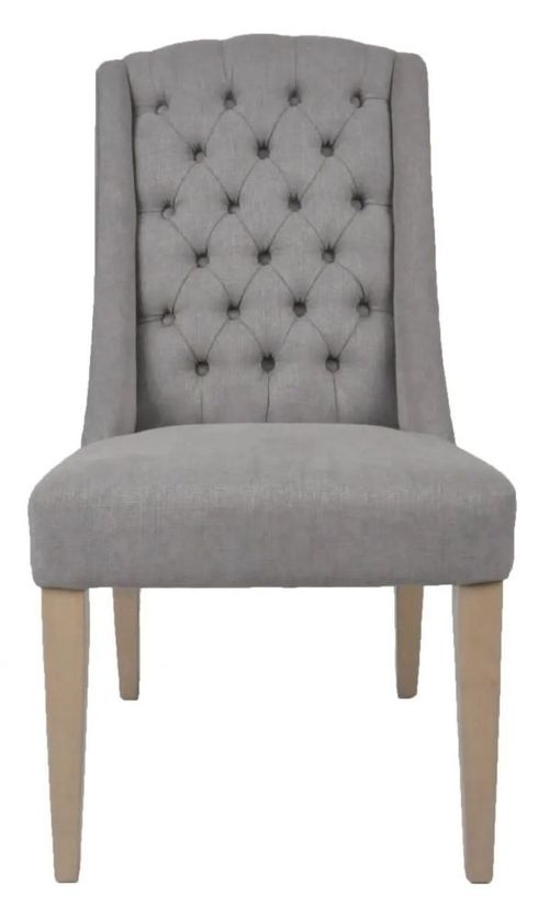 2 x Dax Slate Grey Linen Fabric Dining Chair