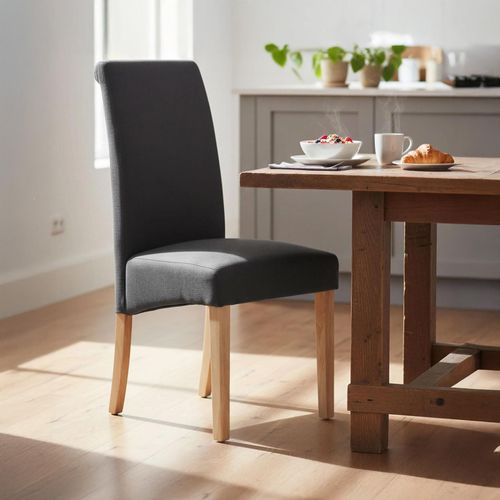 Dorset Dining Chair - Wesbury Rollback - Set of 2 - Oak Dark Grey Fabric