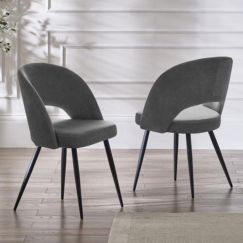 Ella Dining Chair - Set of 2 - Onyx Dark Grey Fabric