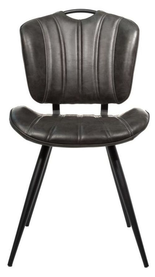 2 x Gustavia Grey Vintage Leather Dining Chair