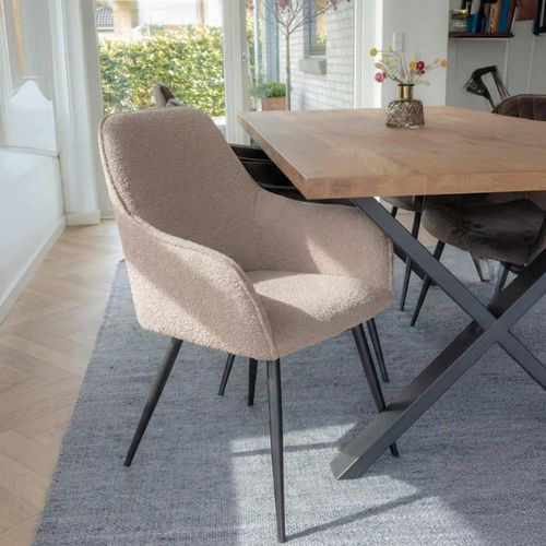 Harbo Dining Chair - Set of 2 - Beige - Boucle Fabric