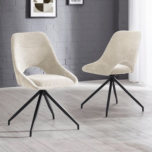 Jonah Swivel Dining Chair - Set of 2 - Cream Fabric