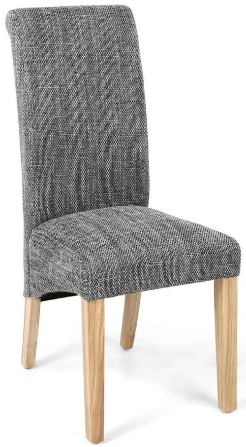 2 x Karta Tweed Grey Scroll Back Dining Chair