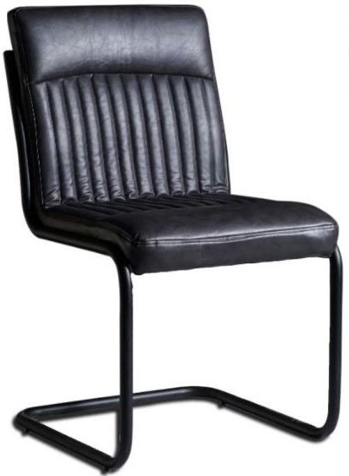 2 x Kota Live Edge Dark Grey Faux Leather Cantilever Dining Chair