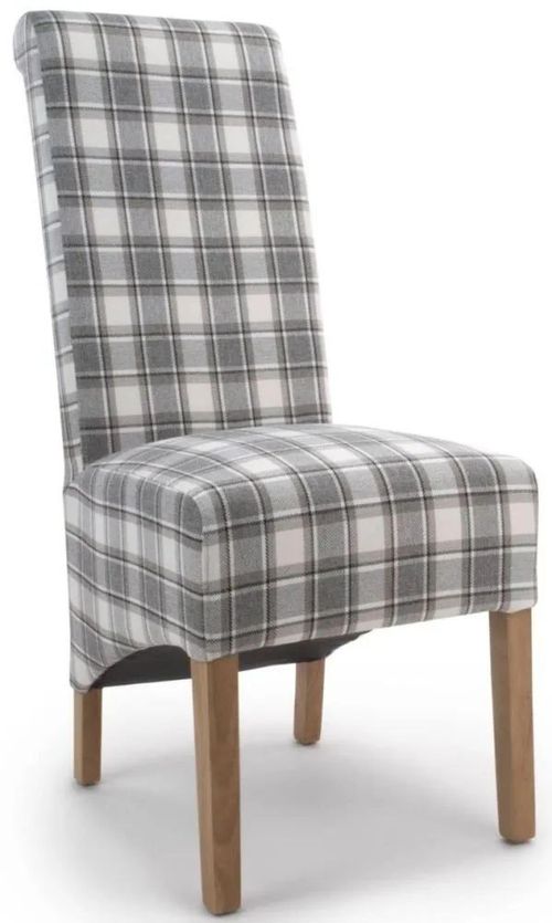 2 x Krista Herringbone Check Cappuccino Roll Back Dining Chair