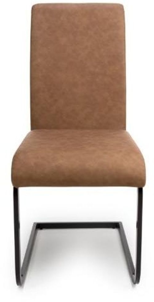 2 x Loft Tan Faux Leather Cantilever Dining Chair