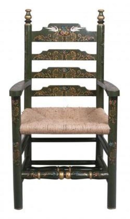 2 x Meerut Green Fountain Design Wooden Dining Armchair