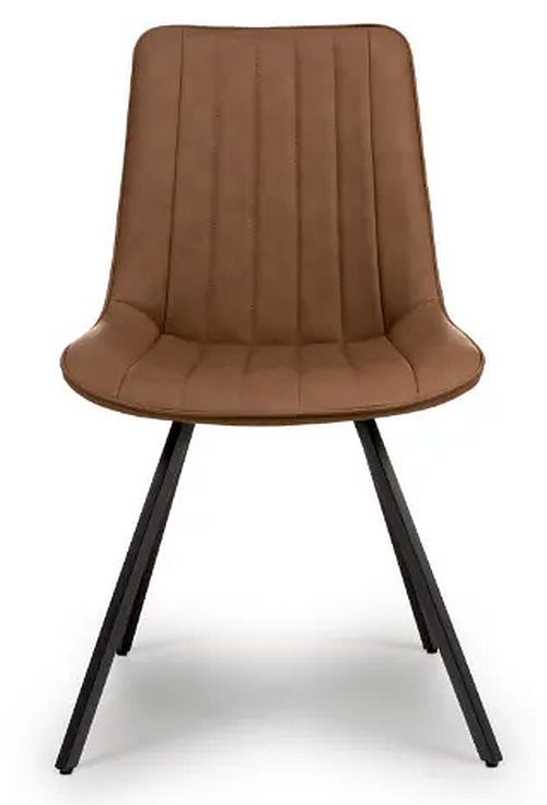 Miro Dining Chair - Set of 2 - Tan Brown Faux Leather