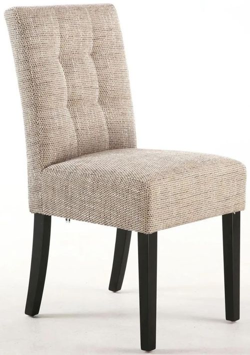 2 x Moseley Stitched Waffle Tweed Oatmeal Dining Chair in Black Legs