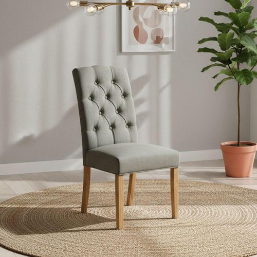 Normandy Dining Chair - Set of 2 - Grey Fabric Button Back