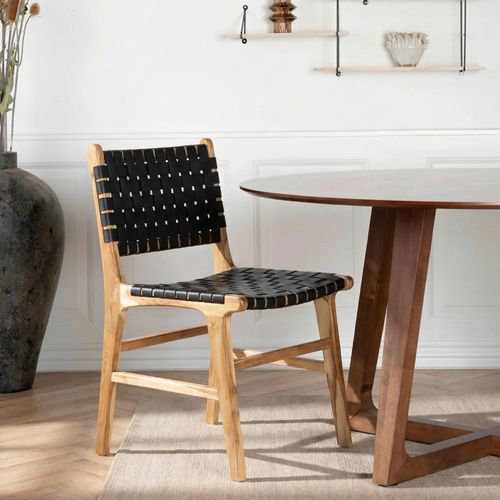 Perugia Dining Chair - Set of 2 - Black Leather