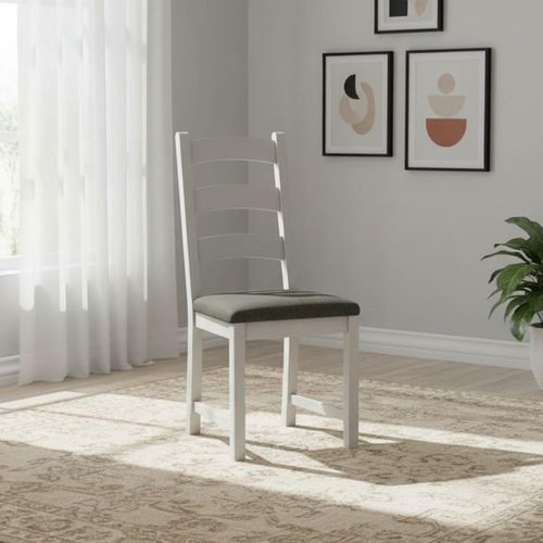 Salcombe Dining Chair - Set of 2 - Ladder Back - Grey Oak - Charcoal Fabric