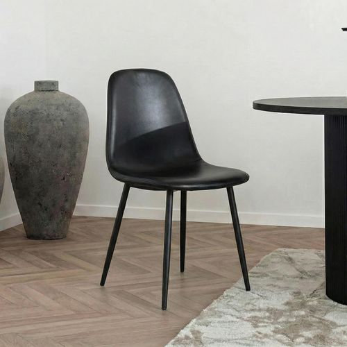 Stockholm Dining Chair - Set of 2 - Black Faux Leather