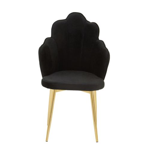 Tian Dining Chair - Set of 2 - Black Velvet Fabric with Gold Legs