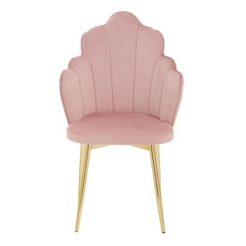 Tian Dining Chair - Set of 2 - Pink Velvet Fabric with Gold Legs