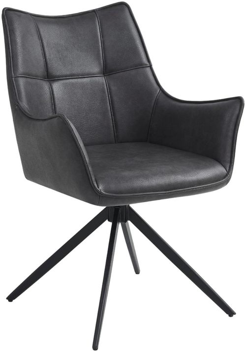 2 x Vito Charcoal Faux Leather Swivel Dining Armchair