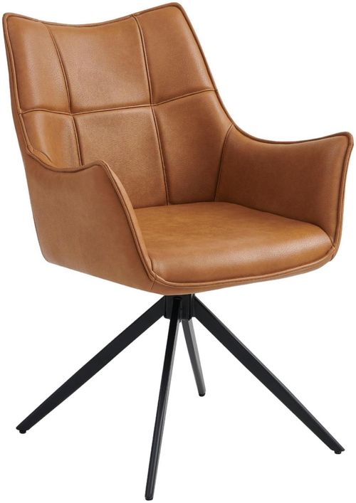 2 x Vito Tan Faux Leather Swivel Dining Armchair
