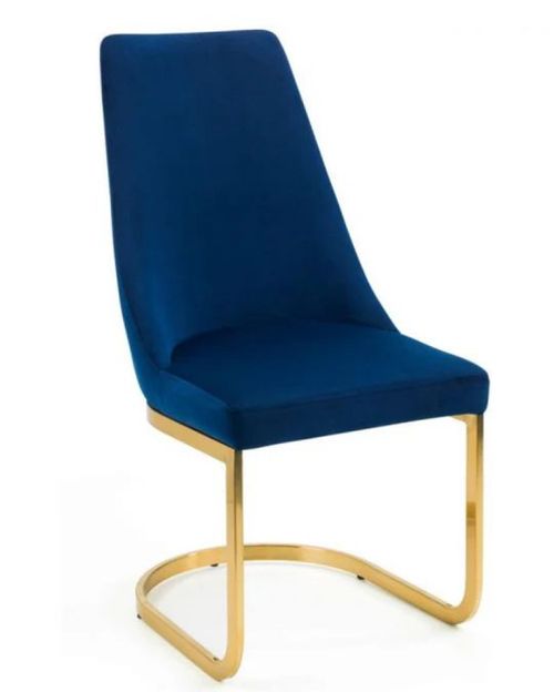 2 x Vittoria Blue Fabric Cantilever Dining Chair