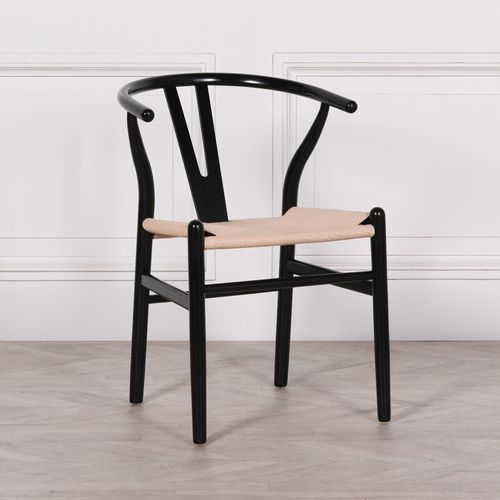 Wishbone Wood Curved Back Dining Chair - Set of 2 -Black Painted