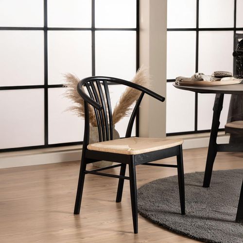 York Dining Chair - Set of 2 - Black - Curved Back