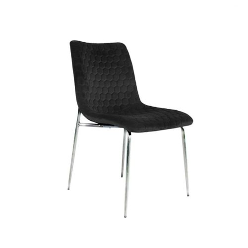 Zula Dining Chair - Set of 2 - Black Velvet Fabric - Chrome Legs