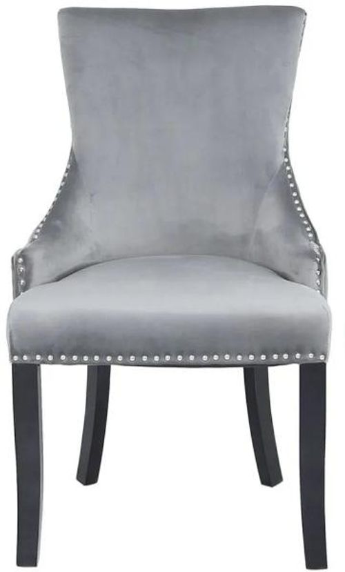 Clearance - 2 x Geismar Grey Velvet Diamond Ring Knockerback Dining Chair - FS123