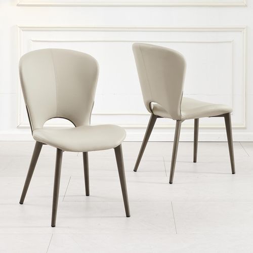 Clearance - Clooney Taupe Leather Dining Chair