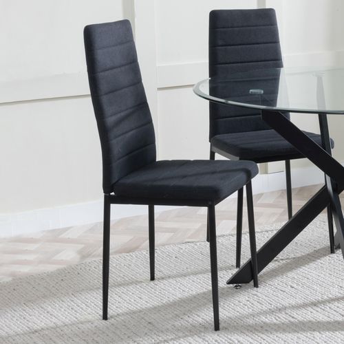 Clearance - Lido Dining Chair in Black Colour Fabric with Black Legs
