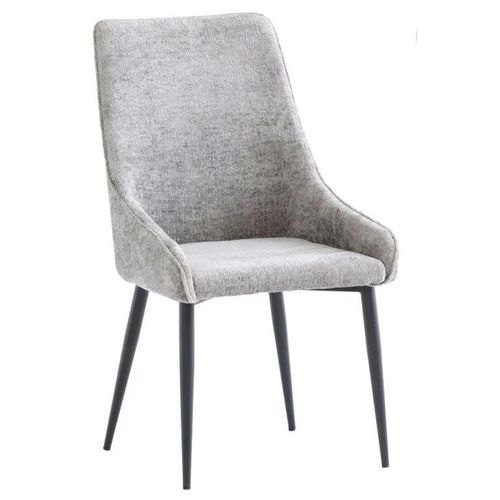 Clearance - Mallory Dining Chair - Set of 2 - Grey Fabric - with Black Powder Coated Legs - A424
