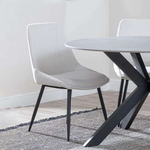Darwin Cream Fabric Dining Chair with Black Legs
