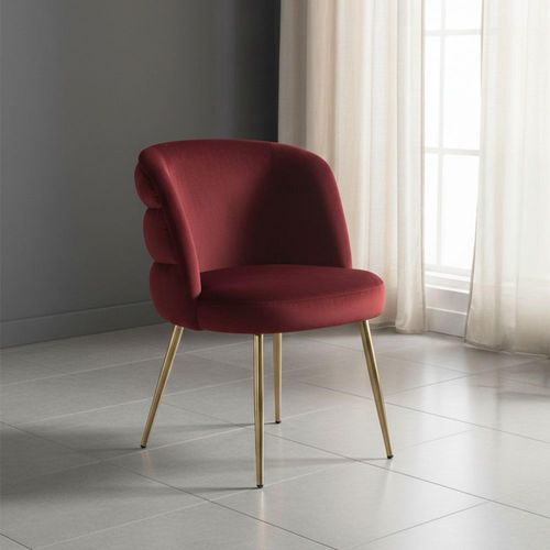 Sloane Wine Red Velvet Fabric Dining Chair with Gold Legs