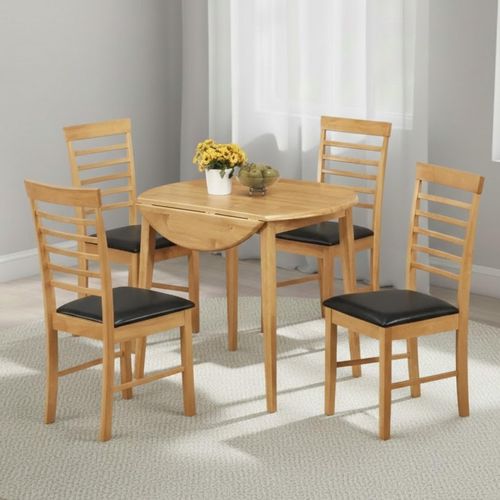 Hanover Round Drop Leaf Dining Set - 4 Seater - 61cm-91cm - Light Oak