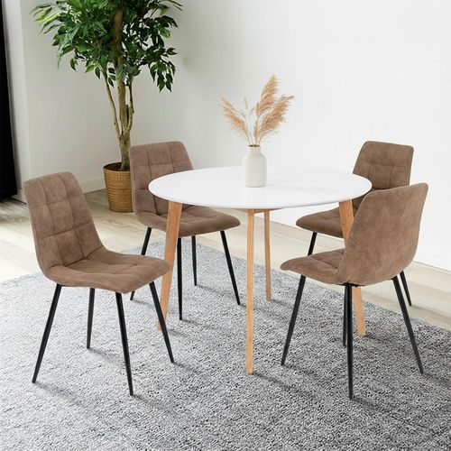Vojens Round Dining Set - 4 Seater - 105cm - White