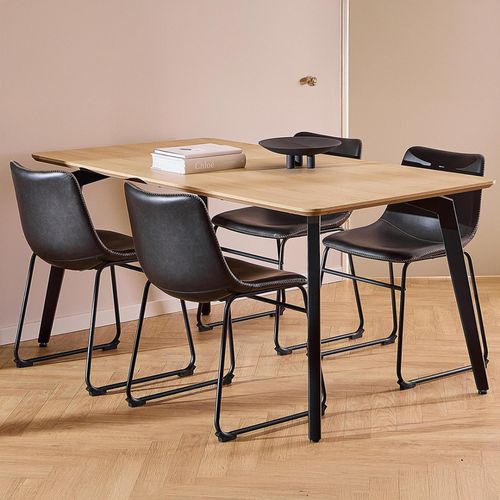 Cadiz Dining Set - 4 Seater - 160cm - Oak - with Black Vintage Dining Chair 