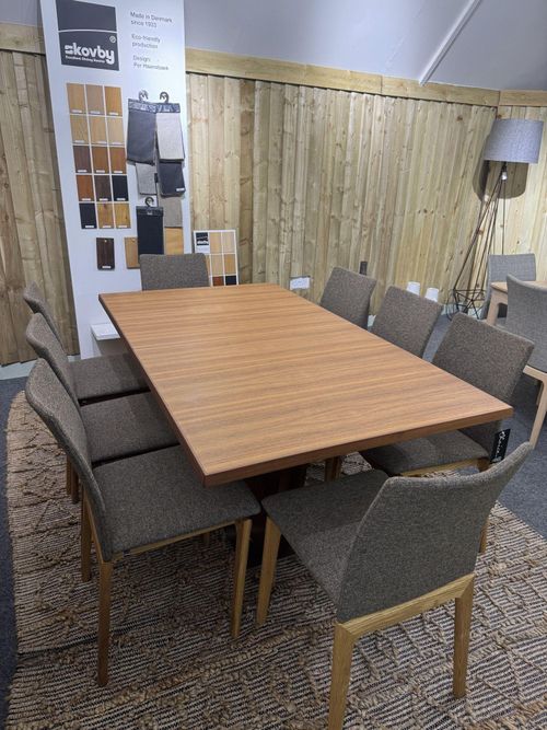 Extending Dining Set - Walnut - 6-10 Seater - 176cm-276cm with 8 Chairs - SM63/SM37 EX Display
