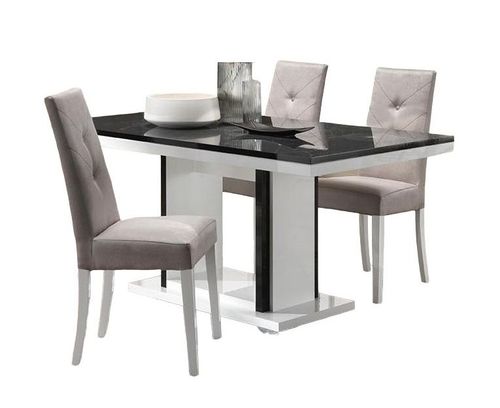 Enna Black and White Dining Set with 4 Fabric Chair
