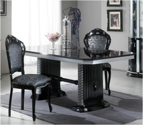 New Venus Black Italian Extending Dining Set with 2 Chairs