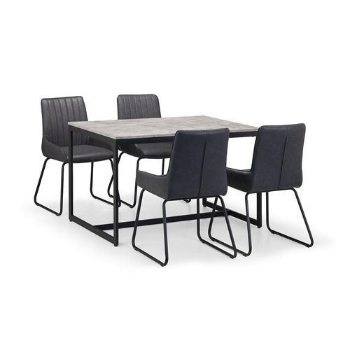 Staten Concrete Effect 4 Seater Dining Set with Soho 4 chairs
