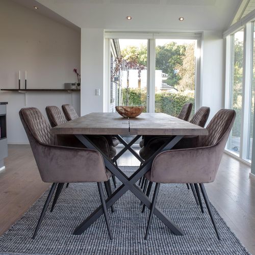 Toulon Dining Set - Smoked Oak - 6 Seater - 200cm - 6 Harbo Chairs