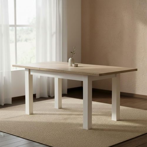 Modern Extending Dining Table - 4-6 Seater - 120cm-160cm - White Painted